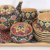 سرویس چایخوری و قهوه خوری سفالی دست ساز ایرانی – میناکاری