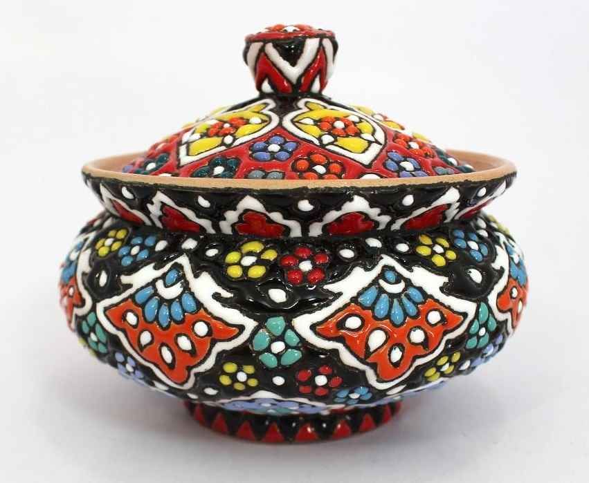 سرویس چایخوری و قهوه خوری سفالی دست ساز ایرانی – میناکاری
