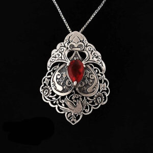 آویز نقره حکاکی شده ایرانی با نگین رابی
