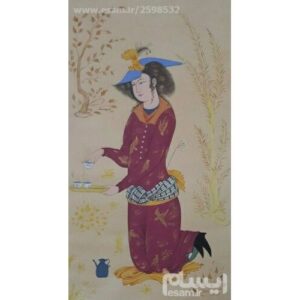 نقاشی اصیل ایرانی دوره صفوی: آبرنگ روی مقوا – عاشق