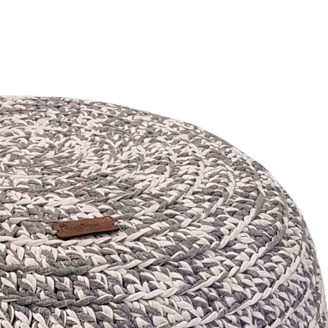 پوف بافتنی گرد خاکستری رنگ