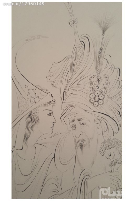 نقاشی مینیاتور اصیل ایرانی: آبرنگ – شیخ و دختر