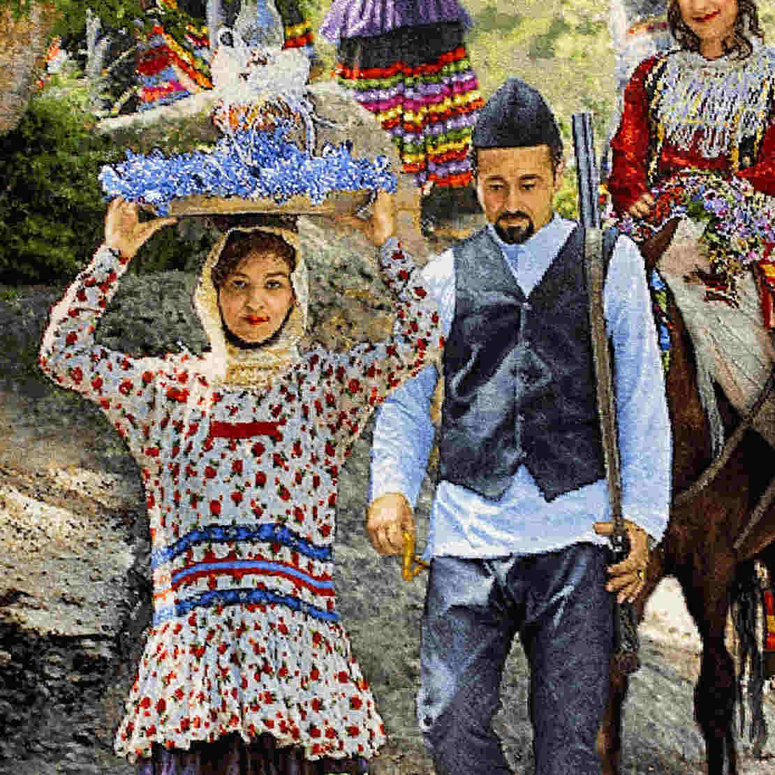 تابلو فرش دستباف ایرانی از تبریز با تصویر جهاز