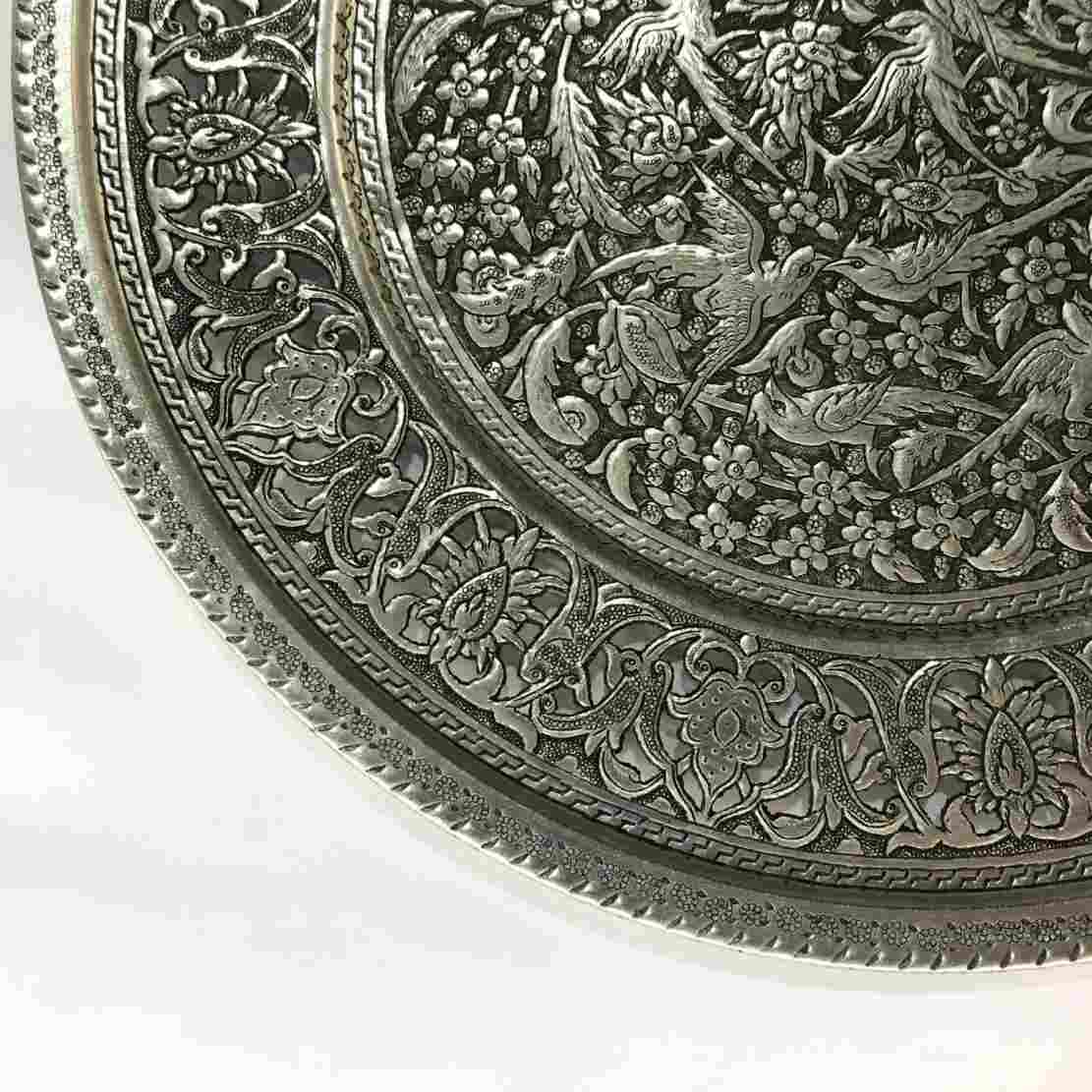 سینی مسی تزئینی حکاکی شده با گل ایرانی