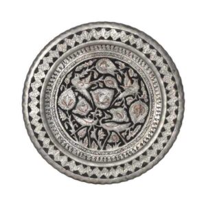 سینی مسی تزئینی حکاکی شده با طرح پرنده ایرانی