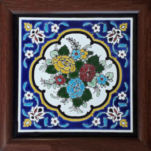 کاشی سرامیکی قاب‌دار تزئینی ایرانی – گل