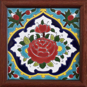 کاشی سرامیکی قاب‌دار تزئینی ایرانی – گل