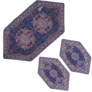 ست سه عددی رومیزی ترمه ایرانی لوکس با طرح گل و گیاه گوهر