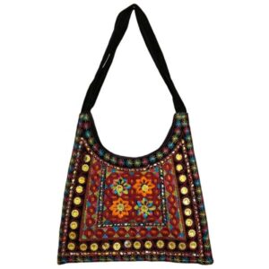 کیف دوشی طرح FS دوزی شده از جنس جیر قومی مدل Boho