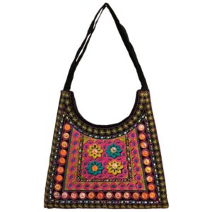 کیف دوشی طرح KF طرح گلدوزی شده از جنس جیر قومی Boho