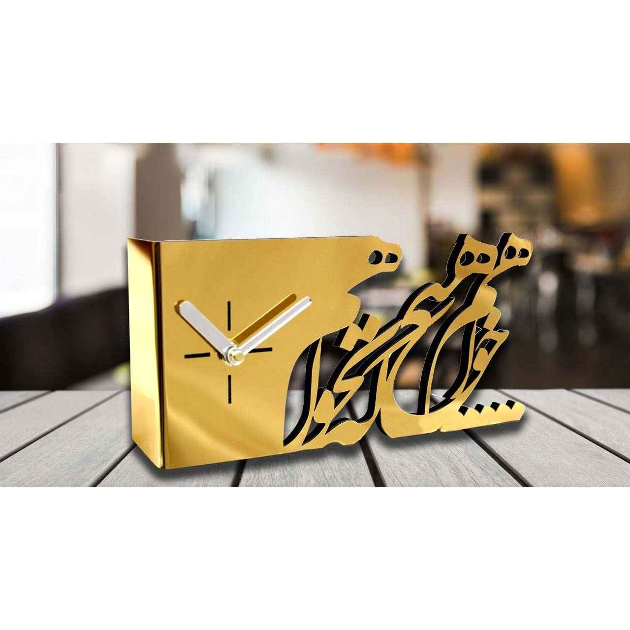 ساعت رومیزی طلایی طرح ایرانی مدل هیچ
