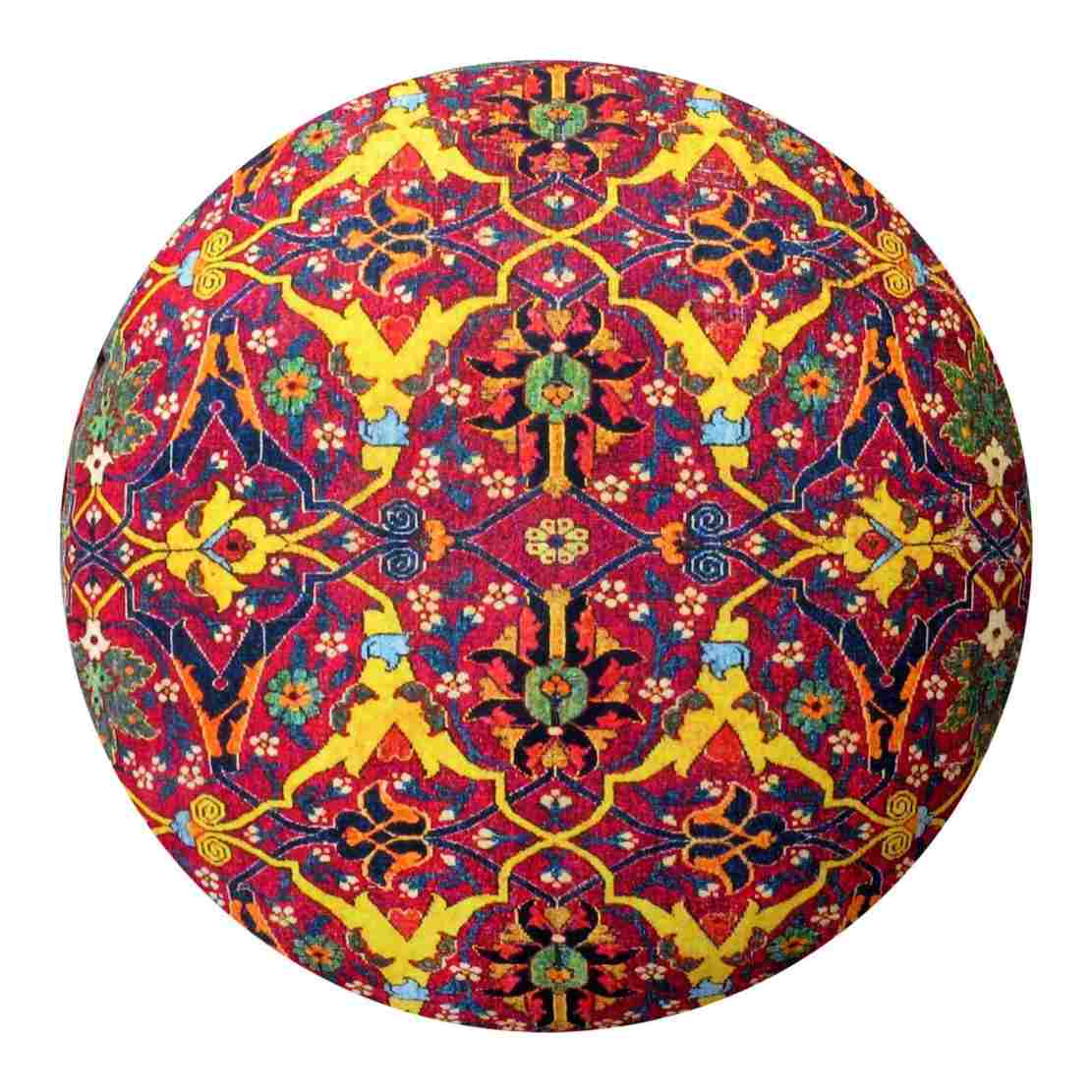 زیرپایی سنتی ایرانی با پایه‌های چوبی و هنر پارچه مخمل