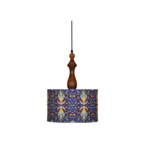چراغ آویز پارچه‌ای با آباژور مخمل طرح کاشی