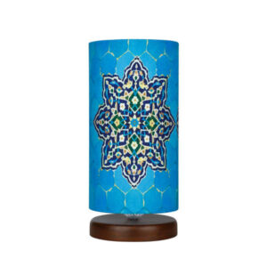 چراغ رومیزی چوبی مینیمالیستی ایرانی و استوانه کنار تخت، دست‌ساز، مدل T18