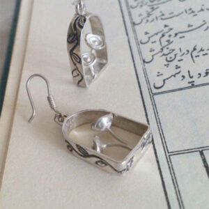 گوشواره نقره ایرانی طرح گل دست‌ساز