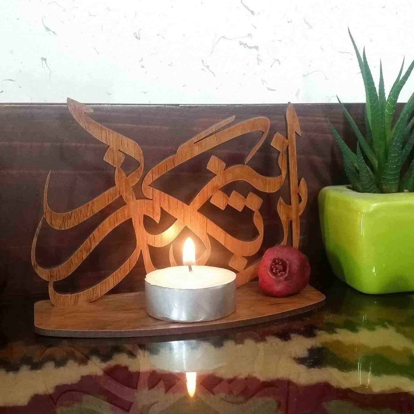 جاشمعی رومیزی چوبی طرح خوشنویسی ایرانی