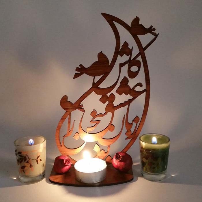 جاشمعی رومیزی چوبی طرح خوشنویسی ایرانی