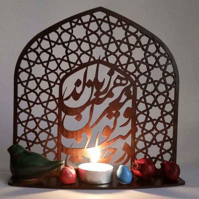 جاشمعی رومیزی چوبی طرح خوشنویسی ایرانی