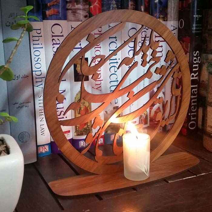 جاشمعی رومیزی چوبی طرح خوشنویسی ایرانی