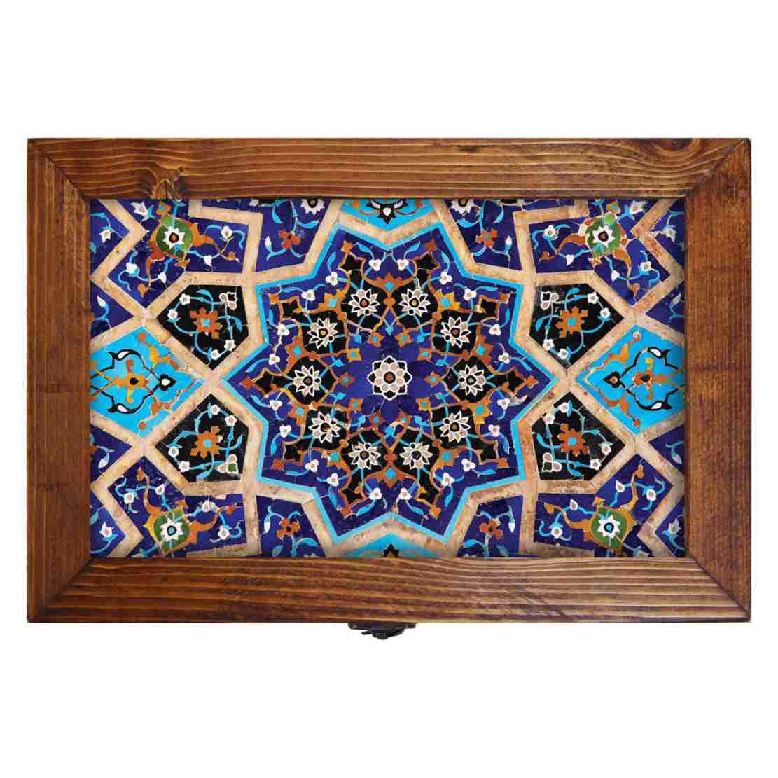 جعبه چوبی برای هدیه با طرح اسلیمی الهام گرفته از هنر ایرانی