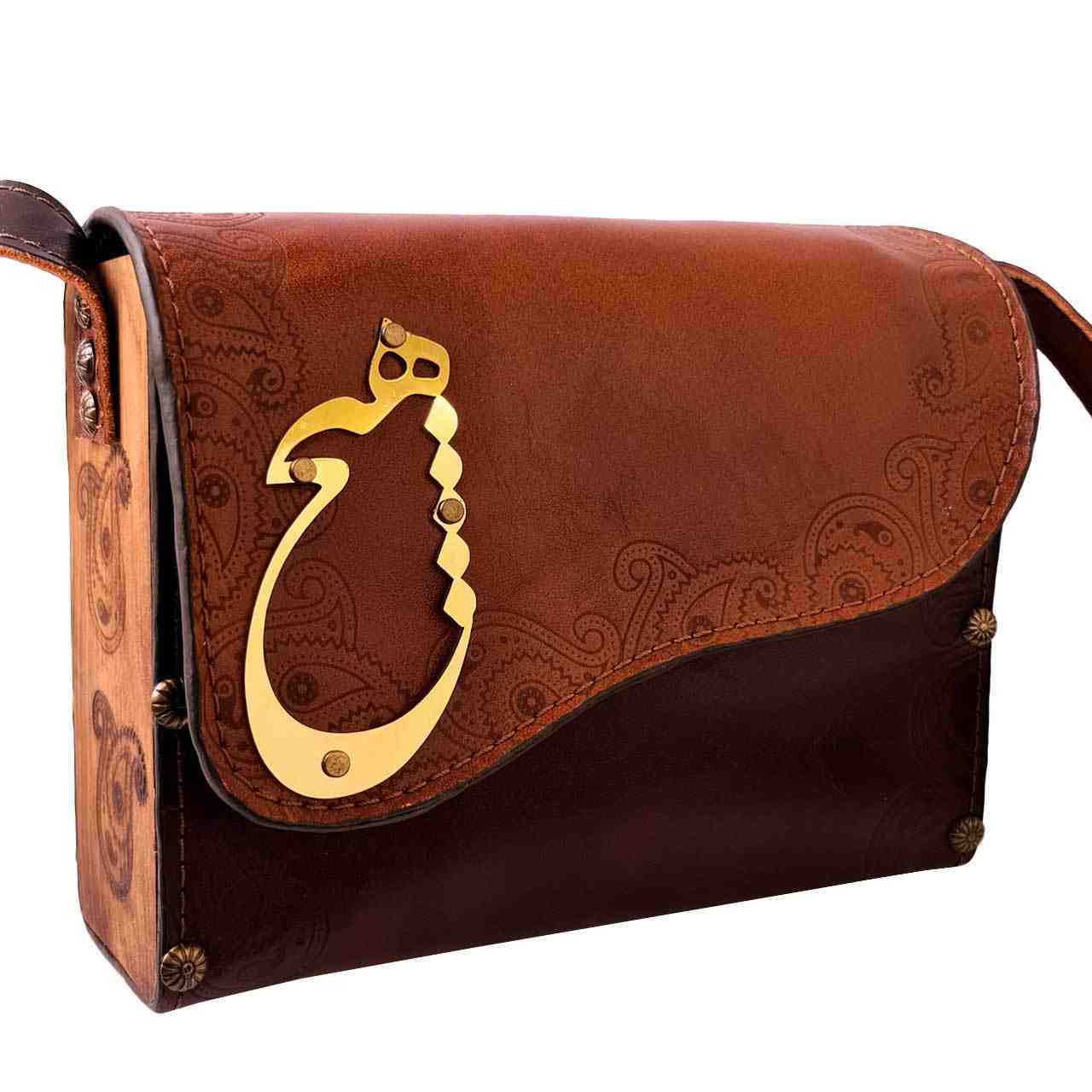 کیف رودوشی چرم دستساز لوکس – طرح هیچ ایرانی