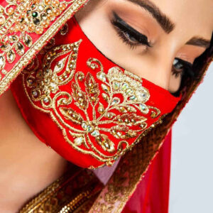 ماسک صورت زنانه گلدوزی شده دست‌ساز – مدل آبتین