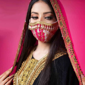 ماسک صورت زنانه گلدوزی شده دست‌ساز – مدل نگین