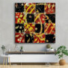 پوستر چوبی ایرانی – هنر دیواری قرمز و مشکی