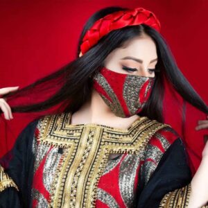 ماسک صورت زنانه گلدوزی شده دست‌ساز – مدل هستی