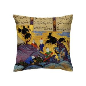 روکش کوسن مخمل چاپی – طرح تصویرسازی شاهنامه (مجموعه ۲ عددی)