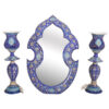 سرویس قاب آینه و شمعدان مسی ایرانی – طرح میناکاری