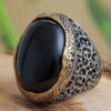 انگشتر نقره عقیق ایرانی مردانه طرح Elegance مشکی