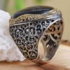 انگشتر نقره عقیق ایرانی مردانه طرح Elegance مشکی