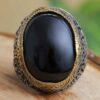 انگشتر نقره عقیق ایرانی مردانه طرح Elegance مشکی