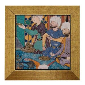 کاشی قاب‌دار تزئینی ایرانی – الهام گرفته از شاهنامه: دوستان