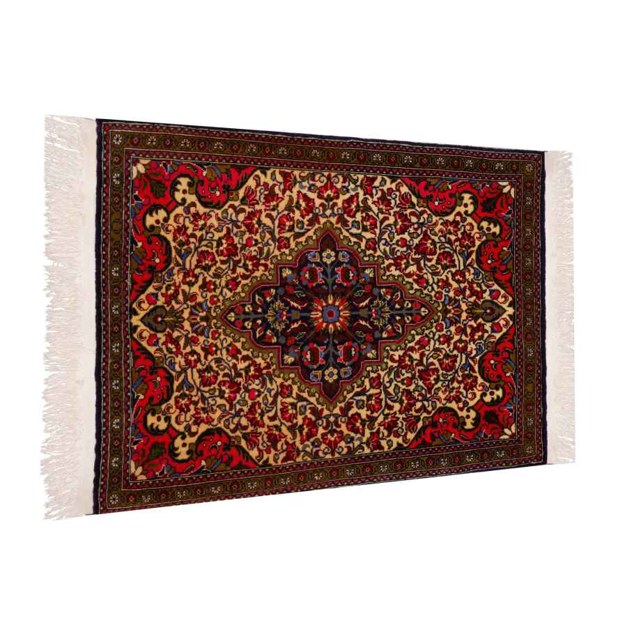 فرش دستباف قدیمی قم طرح جلیلی (ترنج) – کرک قرمز