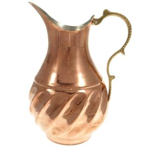 پارچ مسی سنتی ایرانی طرح جهان چکش کاری شده