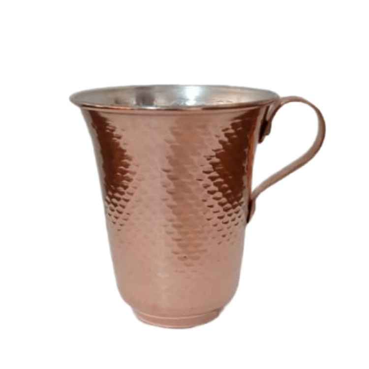 فنجان مسی ایرانی – مجموعه 6 عددی، دستساز با دسته برای نوشیدنیهای سرد – لیماک چکشکاری شده