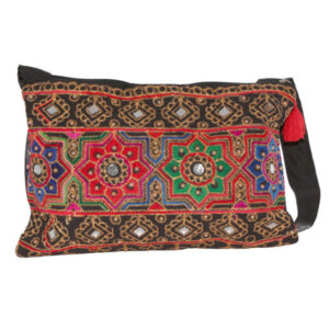 کیف رودوشی گلدوزی شده طرح رنگین کمان بلوچی