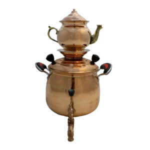 چای ساز سماور مسی ایرانی با قوری ۳.۵ لیتری