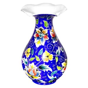 گلدان مسی تزئینی با میناکاری ایرانی طرح آسمان آبی، نقاشی شده با دست