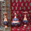 قندان مسی دست ساز ایرانی با درب و گلدان – میناکاری