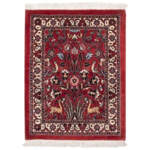 فرش دستباف بیجار طرح لاکی – ابریشم و پشم قرمز