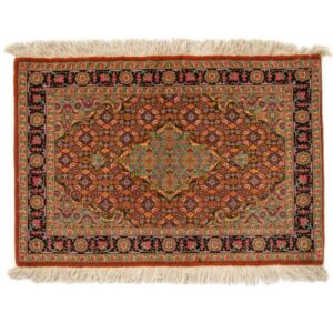 فرش دستباف تبریز طرح مسی (هندسی) – پشم قهوه‌ای