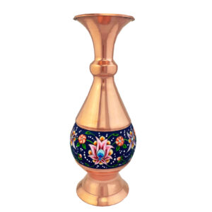 گلدان مسی تزئینی نقاشی شده با دست با میناکاری ایرانی، میناکاری پرداز
