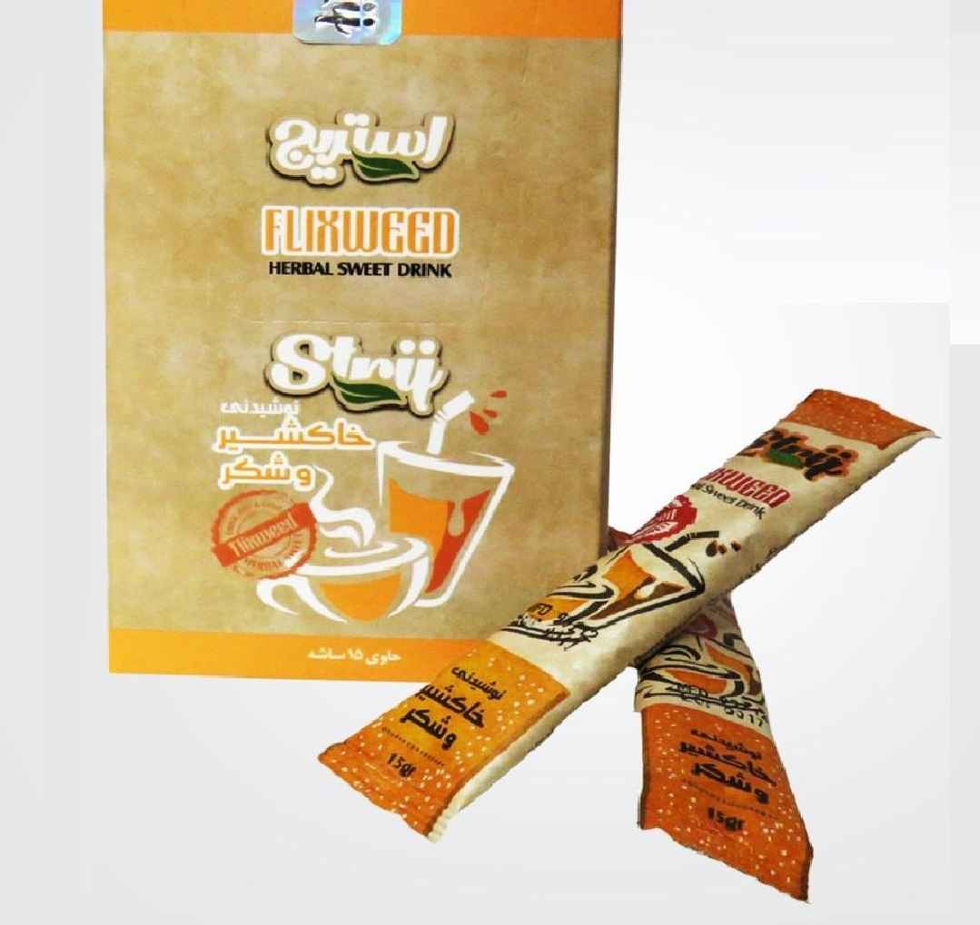 پودر نوشیدنی فوری ایرانی – دانههای خاکشیر و شکر، ۱۵ عدد (۳ بسته)