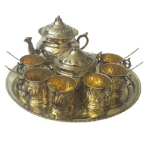 سرویس چایخوری و قهوه‌خوری برنجی ایرانی – سبک قدیمی