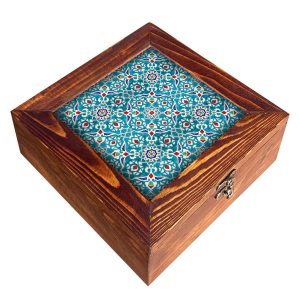 جعبه نگهداری چای ایرانی به سبک براونی با رنگ‌های گرم