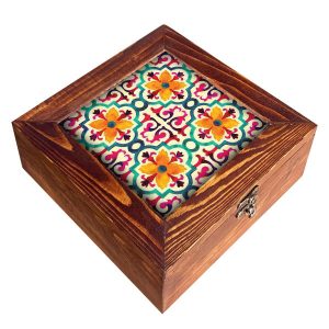 جعبه نگهدارنده چای چوبی با الهام از تارا به همراه جعبه