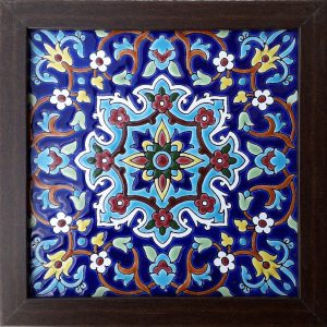 کاشی سرامیکی قاب‌دار ایرانی دکوراتیو – آبی